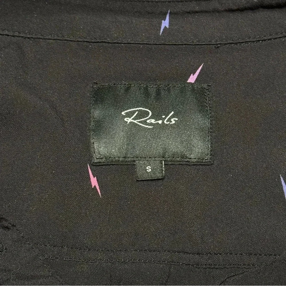 Rails Rocsi Black Multi Lightning Button Up Long Sleeve Blouse Casual Printed Sm - Picture 3 of 8